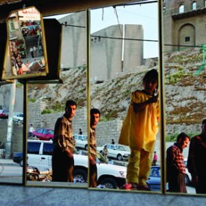 Ed Kashi documentary photography: Mirrors in the Citadel Frame Shop, Kurdish city in northern Iraq.