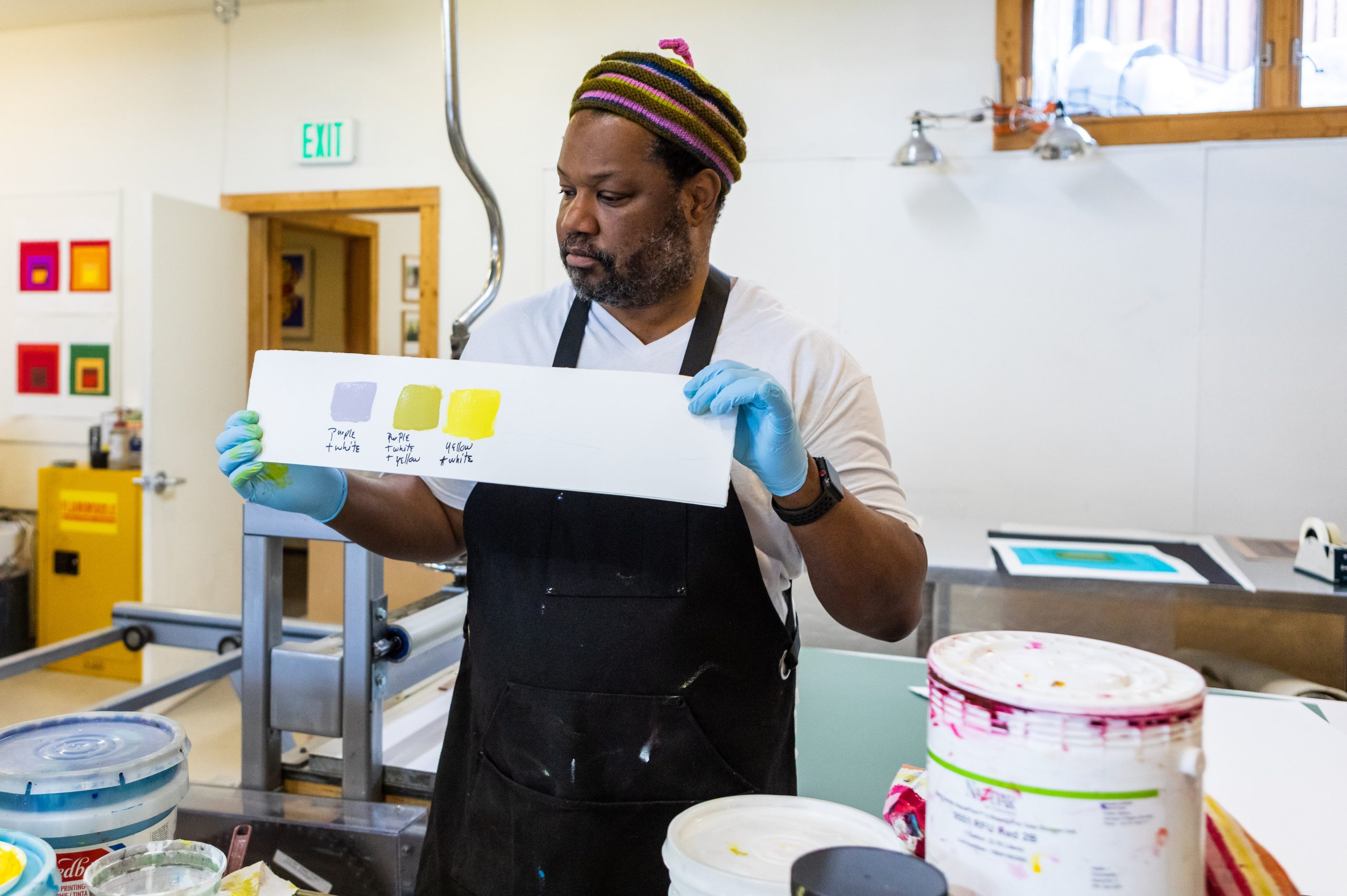 Steve Locke working in the print studio