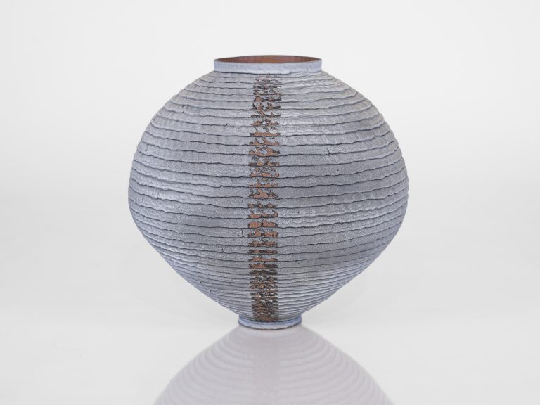 large-scale coil-built ceramic moon jar form