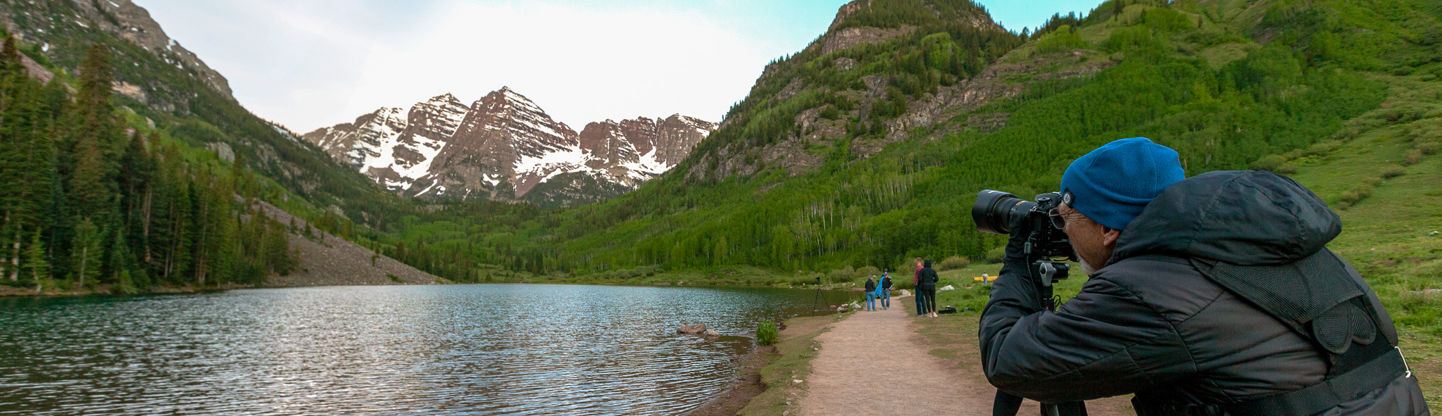 Photography and new media workshop at Anderson Ranch Arts Center with a student photographing the Maroon Bells landscape