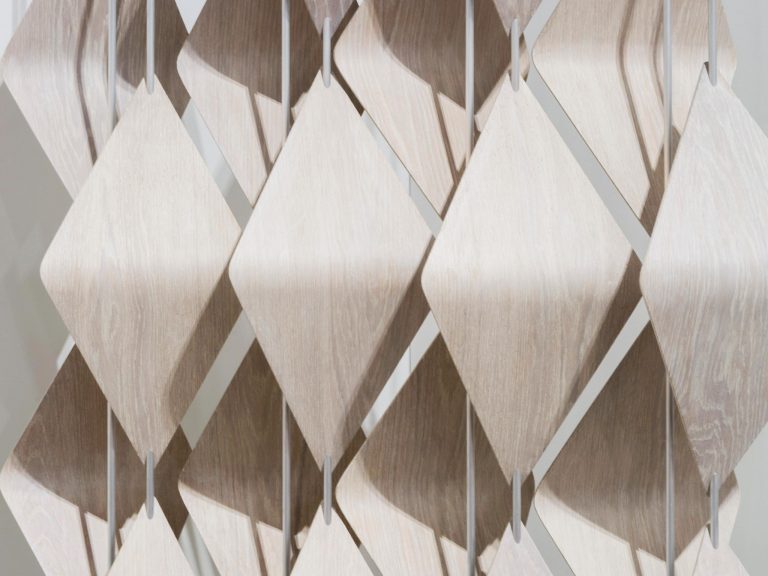 sculptural furniture prototype titled “Shades” made from cerused ash and steel by Elish Warlop at Anderson Ranch Arts Center