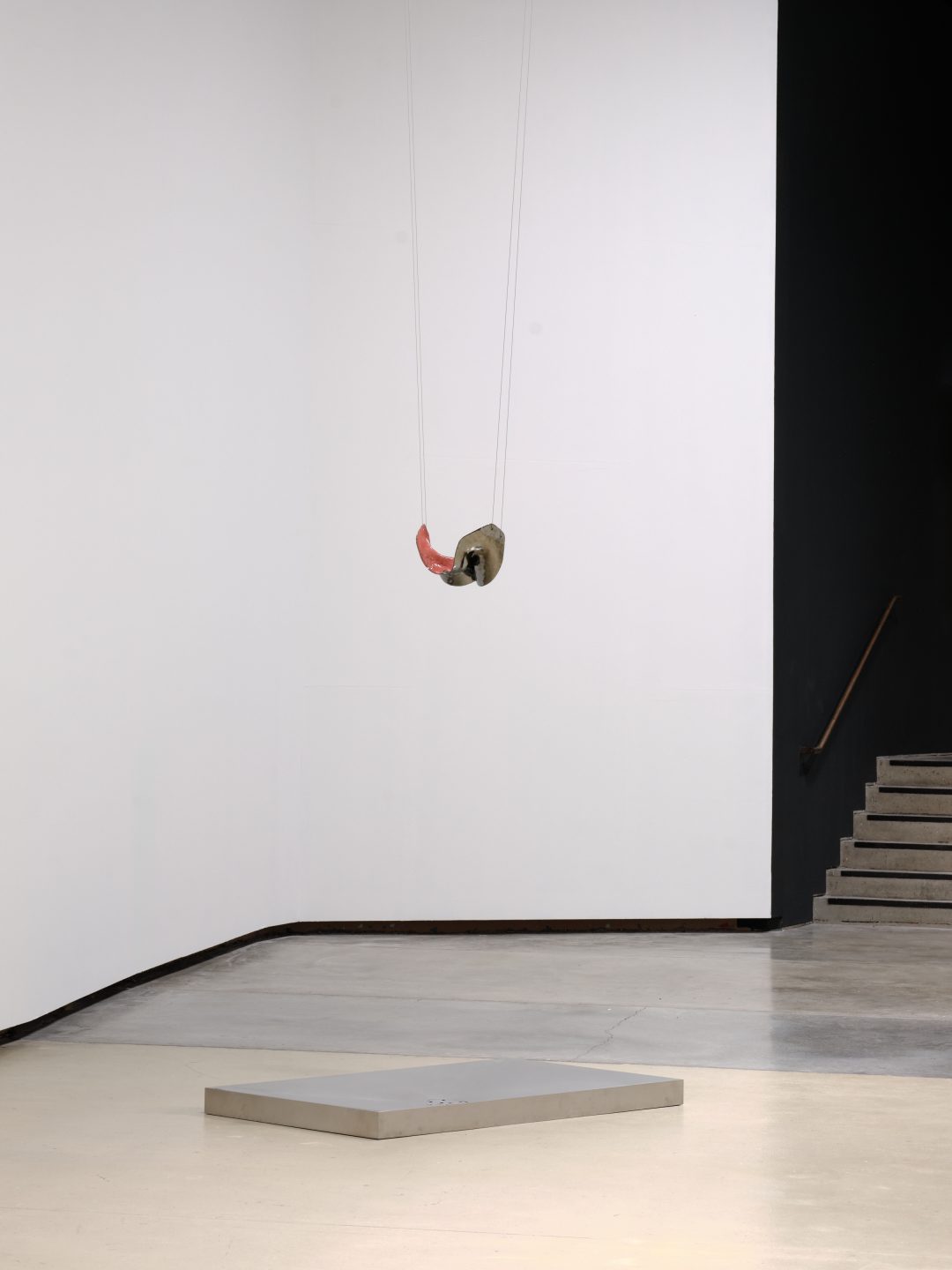 Julia Phillips, Drainer III (2026), ceramic and metal sculpture with a stainless steel drain.